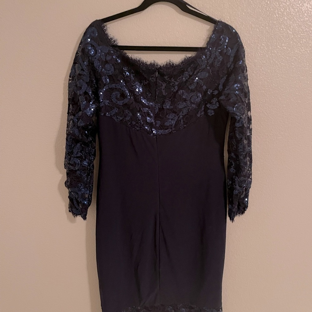 Marina sequence lace, Dark blue mid length woman’s dress - Picture 4 of 7
